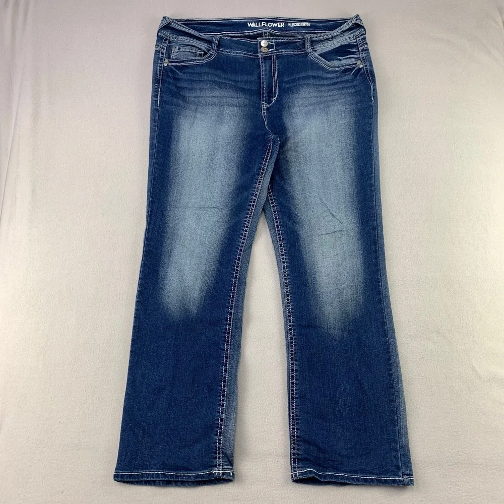 Wallflower Luscious Curvy Fit Jeans Women 20 Long Blue Bootcut Stretch